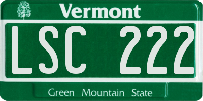 VT license plate LSC222