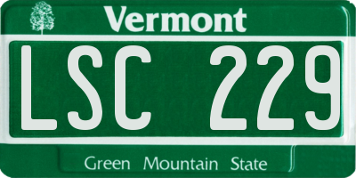 VT license plate LSC229