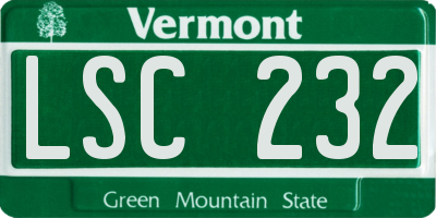 VT license plate LSC232