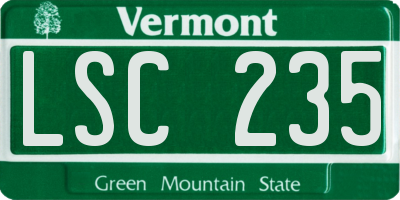 VT license plate LSC235