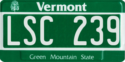 VT license plate LSC239