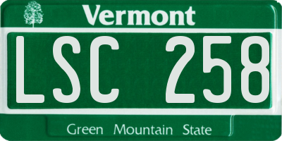 VT license plate LSC258