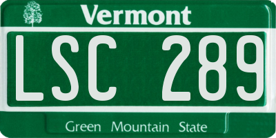 VT license plate LSC289
