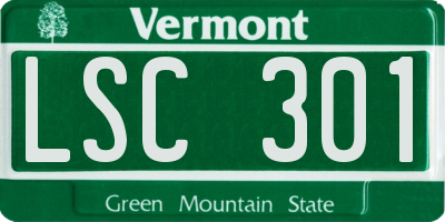 VT license plate LSC301