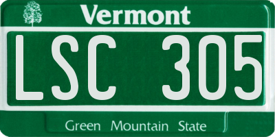 VT license plate LSC305