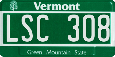 VT license plate LSC308
