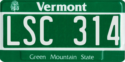 VT license plate LSC314