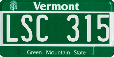 VT license plate LSC315