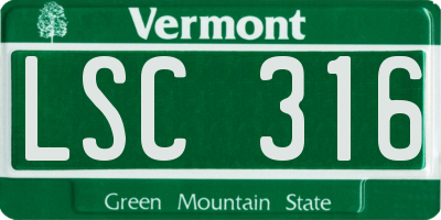 VT license plate LSC316