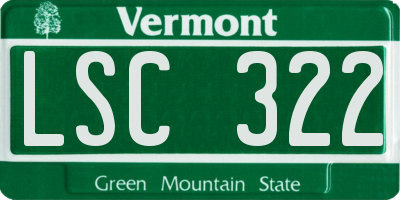 VT license plate LSC322