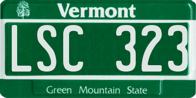 VT license plate LSC323
