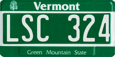 VT license plate LSC324