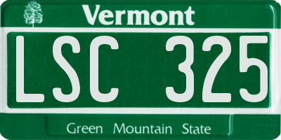 VT license plate LSC325