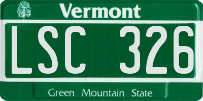 VT license plate LSC326