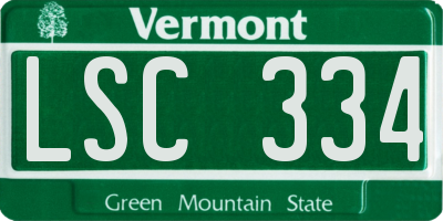 VT license plate LSC334