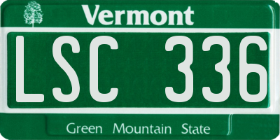 VT license plate LSC336