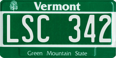 VT license plate LSC342