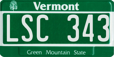 VT license plate LSC343