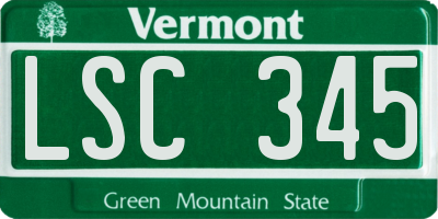 VT license plate LSC345