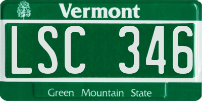 VT license plate LSC346