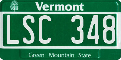 VT license plate LSC348