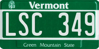 VT license plate LSC349