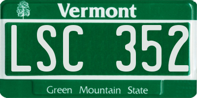 VT license plate LSC352