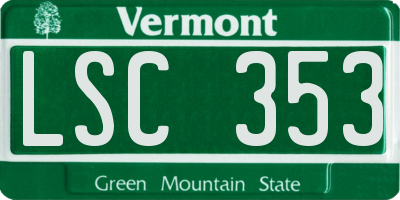 VT license plate LSC353