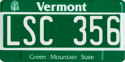 VT license plate LSC356