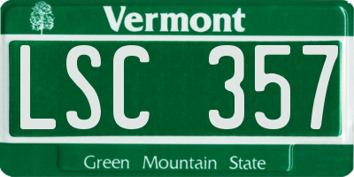 VT license plate LSC357