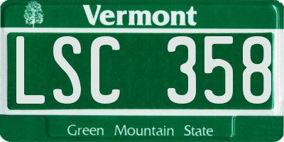 VT license plate LSC358
