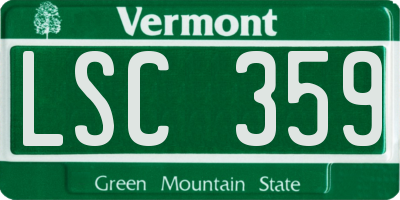 VT license plate LSC359