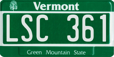 VT license plate LSC361