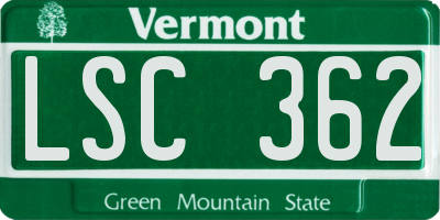 VT license plate LSC362