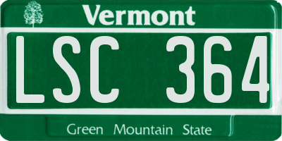 VT license plate LSC364