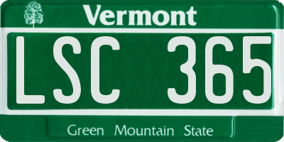VT license plate LSC365