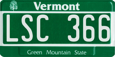 VT license plate LSC366