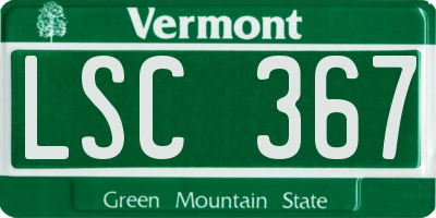 VT license plate LSC367