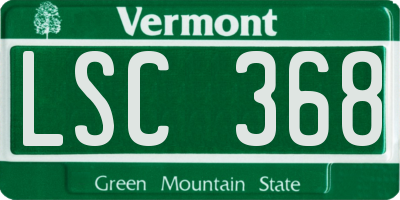 VT license plate LSC368