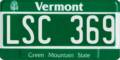 VT license plate LSC369