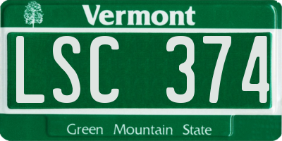 VT license plate LSC374