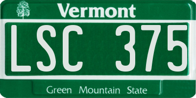 VT license plate LSC375