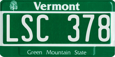 VT license plate LSC378