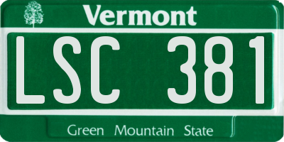 VT license plate LSC381