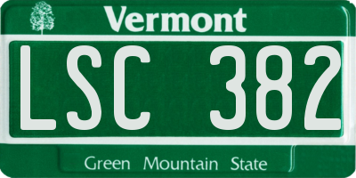 VT license plate LSC382