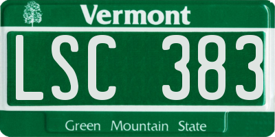 VT license plate LSC383