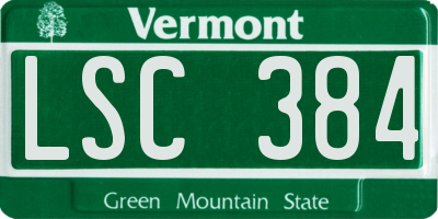 VT license plate LSC384