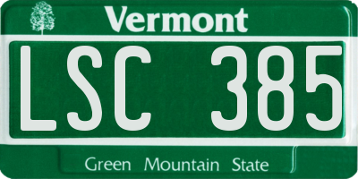 VT license plate LSC385