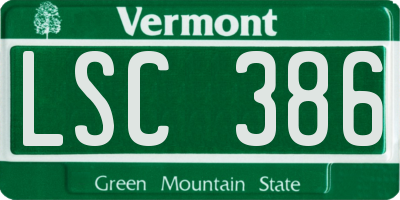 VT license plate LSC386