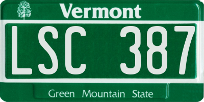 VT license plate LSC387